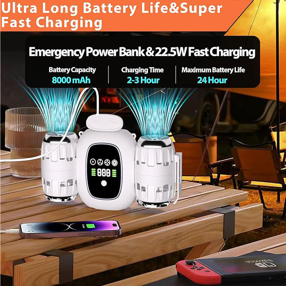 6-in-1 Multi-Function Fan,Portable Fan, Turbo Fan, Detachable, Multiple Wearing Methods, LCD Screen, Rechargeable - Image 6