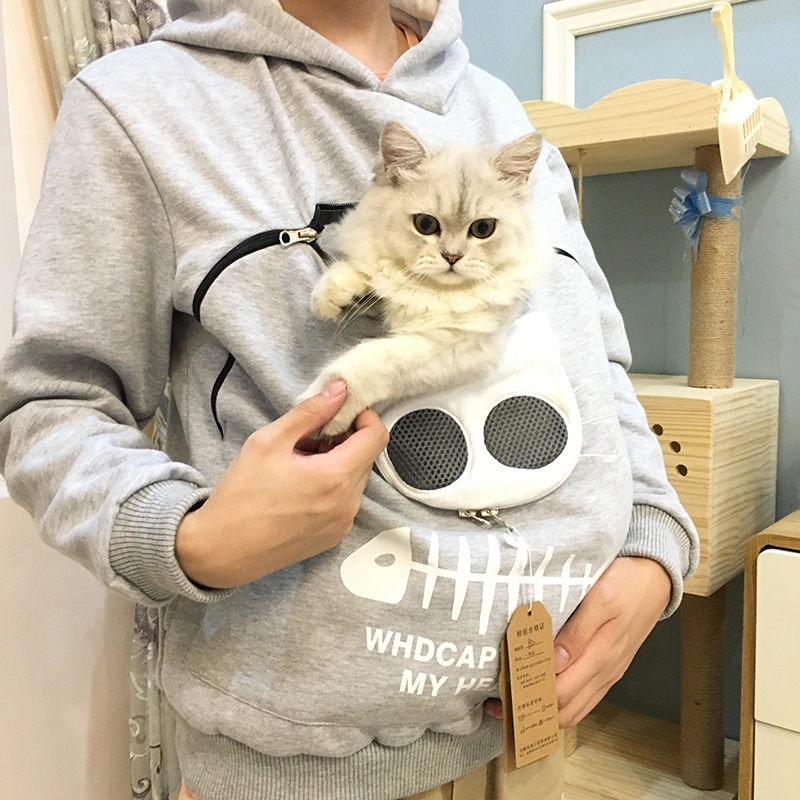 Women Hoodie Sweatshirt With Cat Pet Pocket Design Long Sleeve Sweater Cat Outfit - Image 4