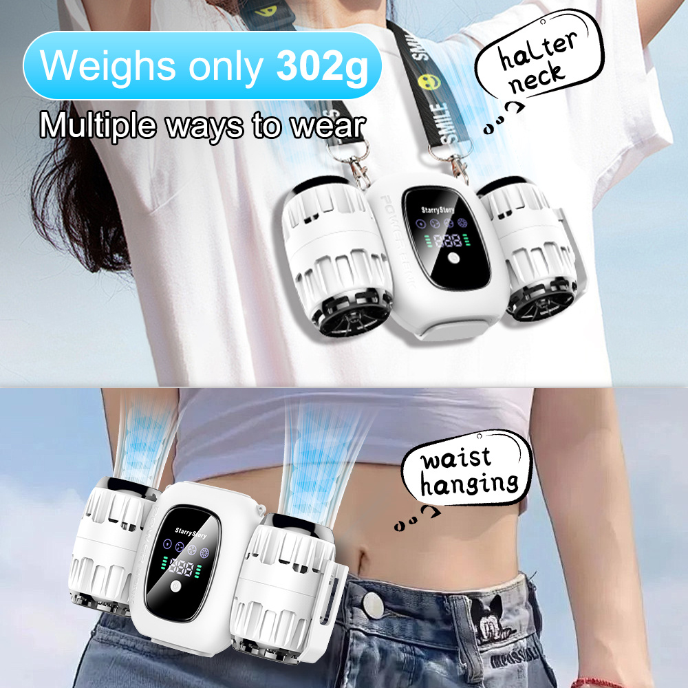 6-in-1 Multi-Function Fan,Portable Fan, Turbo Fan, Detachable, Multiple Wearing Methods, LCD Screen, Rechargeable - Image 5