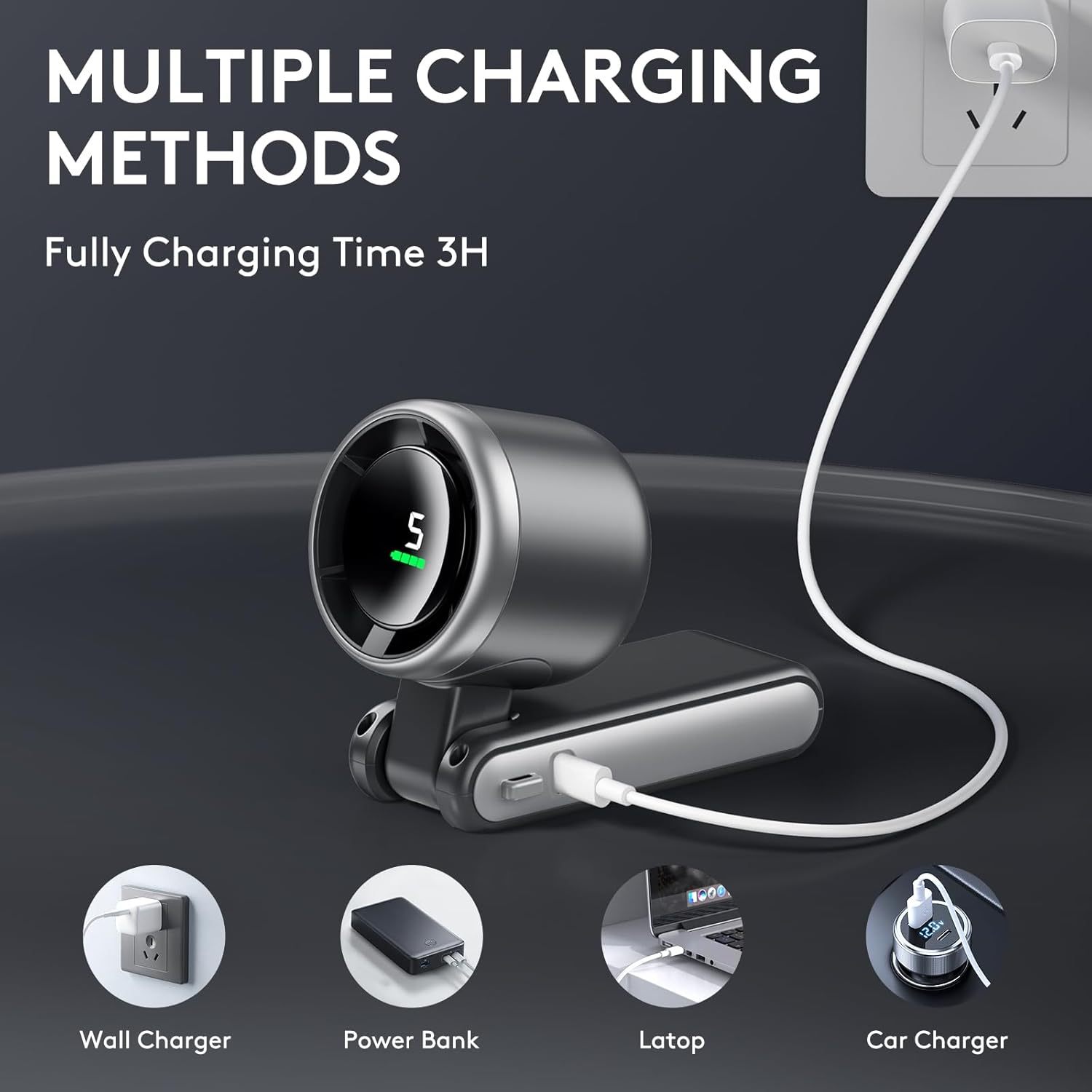 3 IN 1 Portable Handheld Turbo Fan, 5 Gear Wind,2500mAh Battery,World Cup USA Soccer Fan Portable Fan For Stadium Games - Image 4