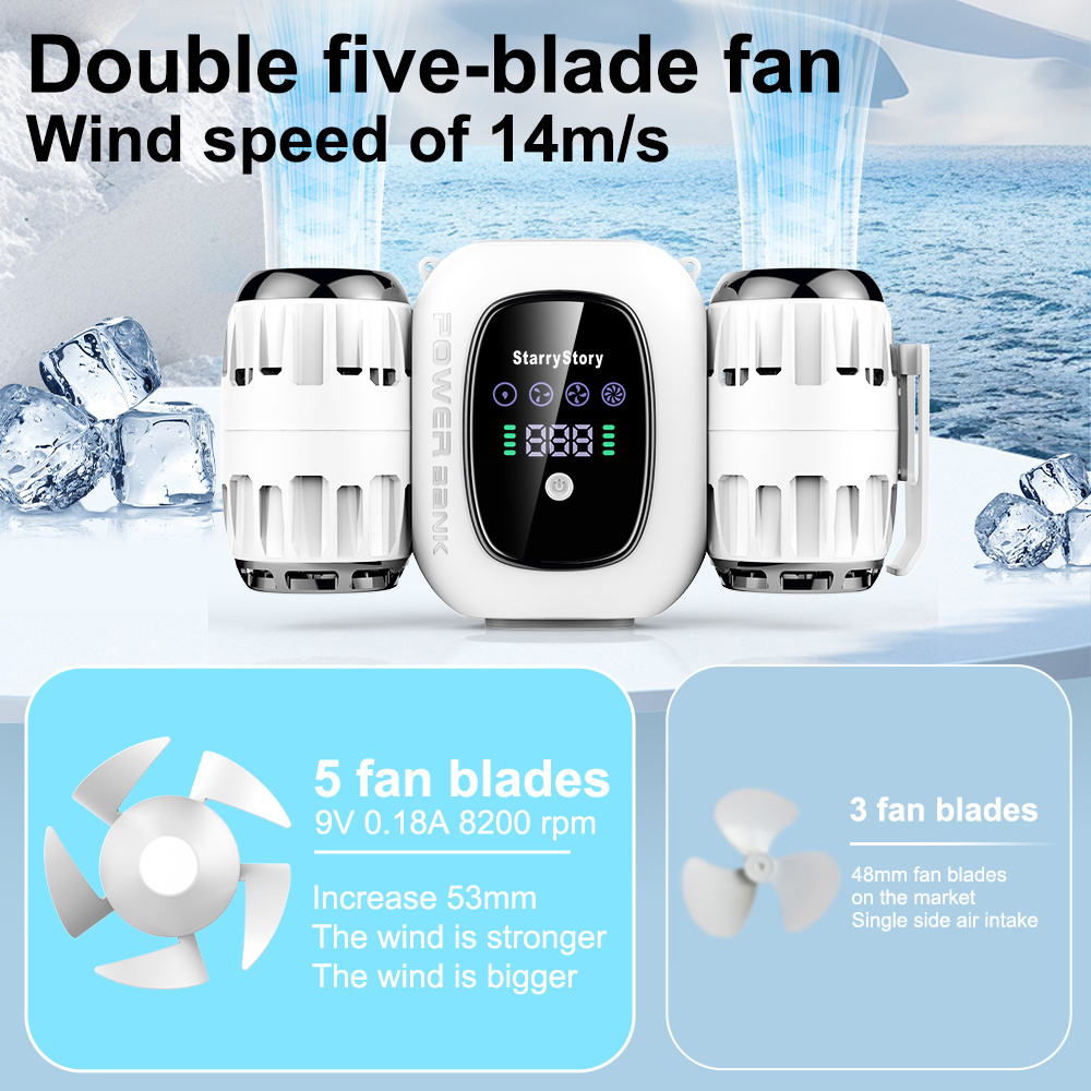 6-in-1 Multi-Function Fan,Portable Fan, Turbo Fan, Detachable, Multiple Wearing Methods, LCD Screen, Rechargeable - Image 4