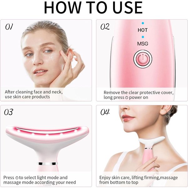 Facial And Neck Massager, Pink Neck Beauty Device - Image 6