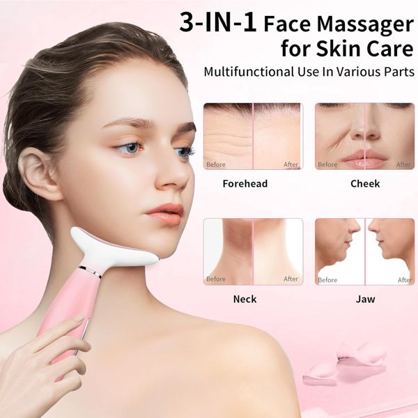 Facial And Neck Massager, Pink Neck Beauty Device - Image 5