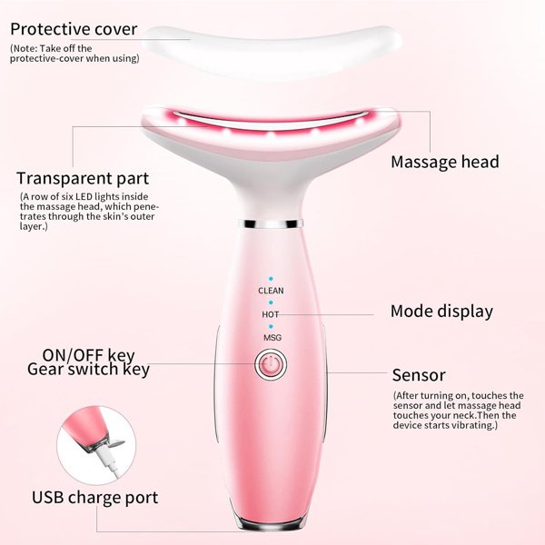 Facial And Neck Massager, Pink Neck Beauty Device - Image 3